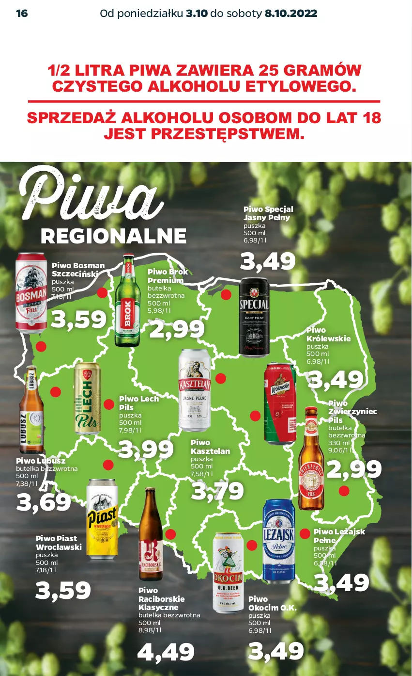 Gazetka promocyjna Netto - Artykuły spożywcze - ważna 03.10 do 08.10.2022 - strona 16 - produkty: Gra, Kasztelan, Koc, Królewski, Okocim, Piast, Piwa, Piwo