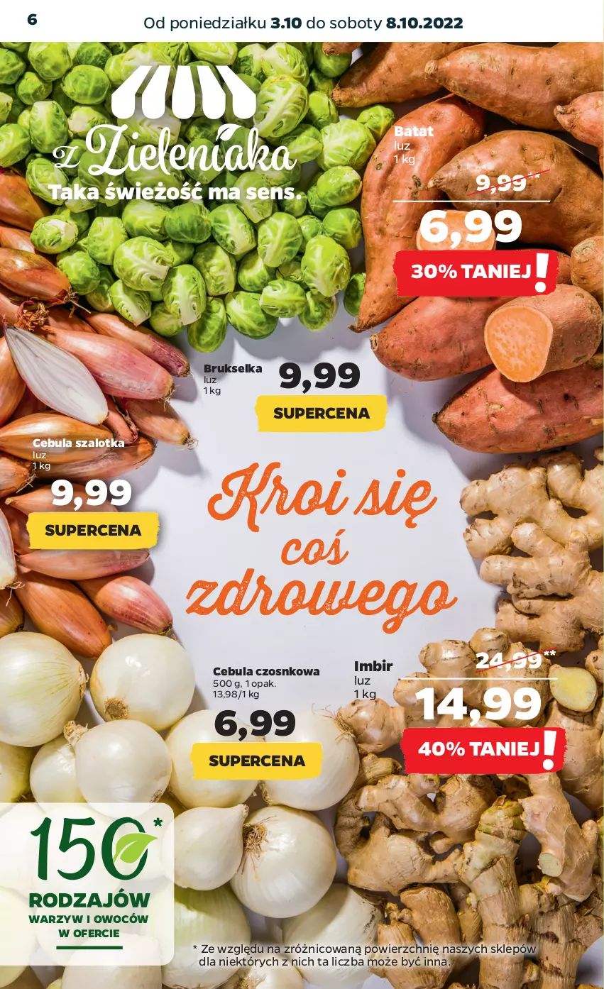 Gazetka promocyjna Netto - Artykuły spożywcze - ważna 03.10 do 08.10.2022 - strona 6 - produkty: Brukselka, Cebula, Cebula szalotka, Imbir, Szal