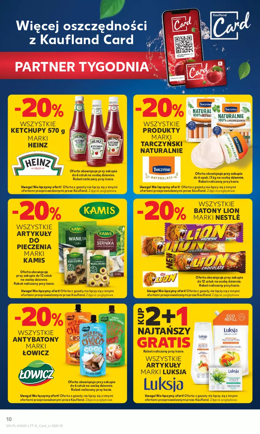 Gazetka promocyjna Kaufland - Gazetka tygodnia - ważna 01.06 do 06.06.2023 - strona 10 - produkty: Baton, Gra, Heinz, Kamis, Ketchup, Lion, Luksja, Nestlé, Piec, Tarczyński, Waga