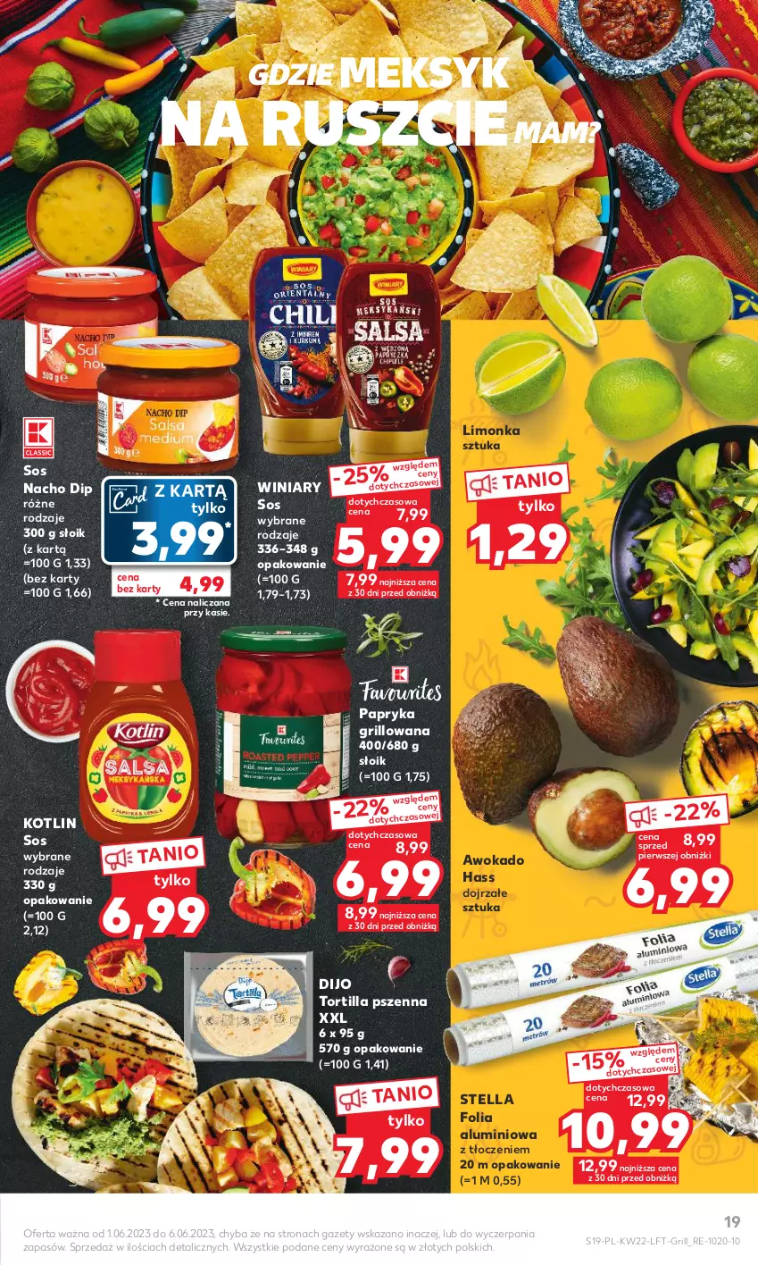 Gazetka promocyjna Kaufland - Gazetka tygodnia - ważna 01.06 do 06.06.2023 - strona 19 - produkty: Folia aluminiowa, Grill, Kotlin, Limonka, Papryka, Papryka grillowana, Sos, Tortilla, Winiary