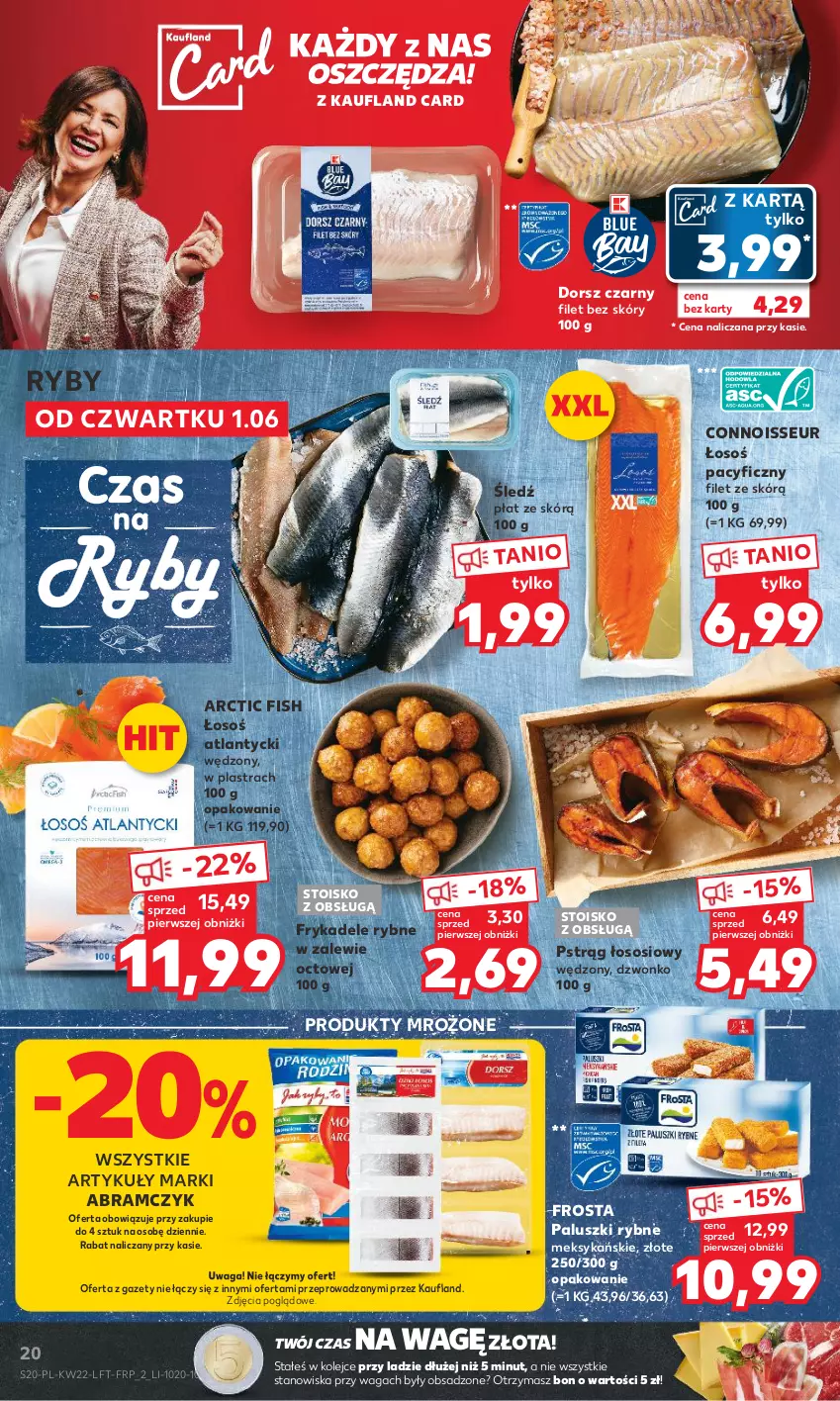 Gazetka promocyjna Kaufland - Gazetka tygodnia - ważna 01.06 do 06.06.2023 - strona 20 - produkty: Dorsz, Frosta, Olej, Paluszki rybne, Produkty mrożone, Pstrąg, Pstrąg łososiowy, Sos, Waga