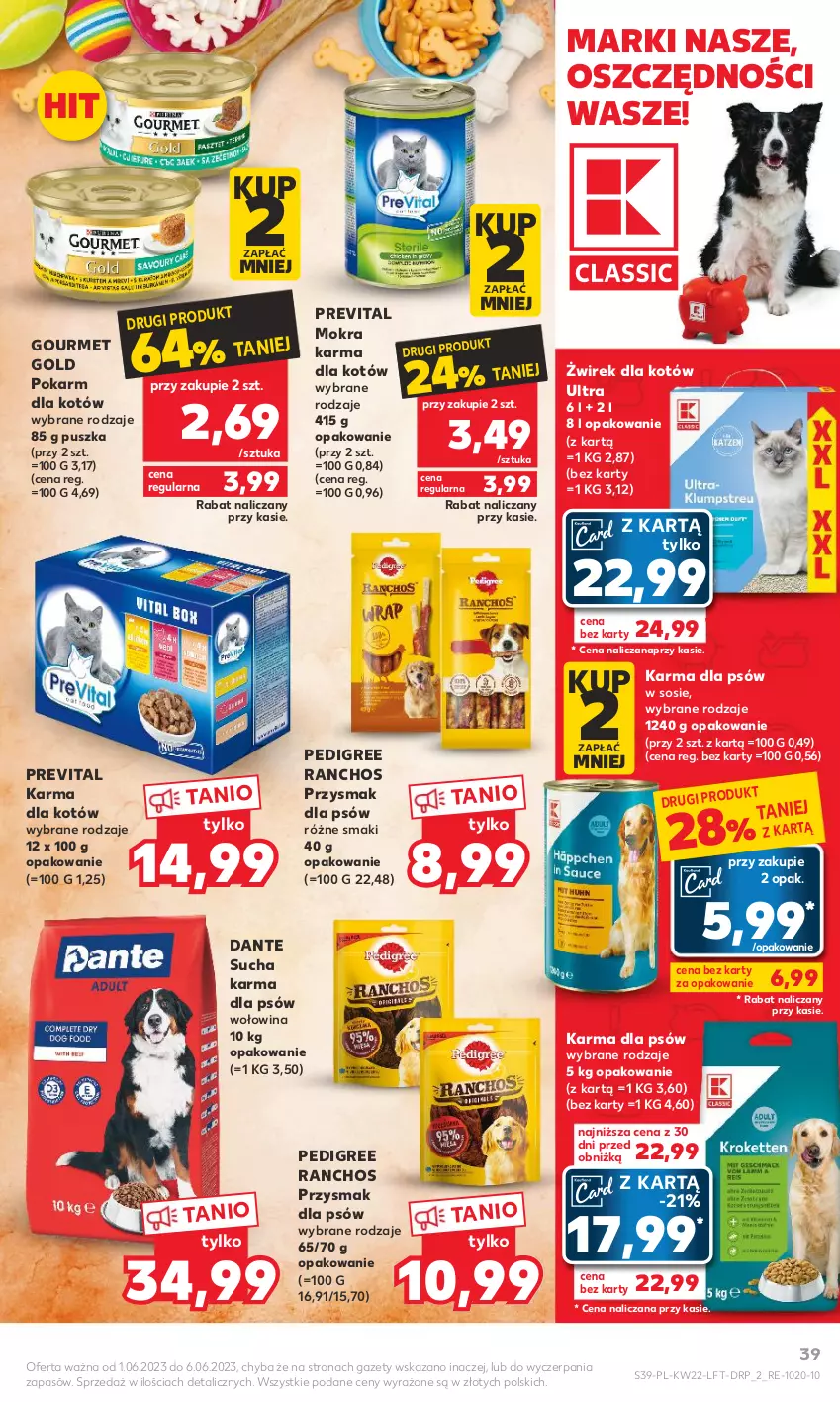 Gazetka promocyjna Kaufland - Gazetka tygodnia - ważna 01.06 do 06.06.2023 - strona 39 - produkty: Gourmet Gold, Pedigree, Sos, Sucha karma, Wołowina