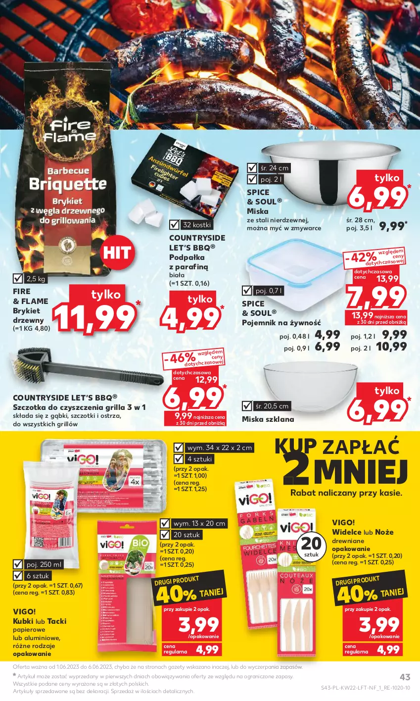 Gazetka promocyjna Kaufland - Gazetka tygodnia - ważna 01.06 do 06.06.2023 - strona 43 - produkty: Brykiet drzewny, Gra, Grill, LANA, Miska, Noż, Papier, Pojemnik, Szczotka