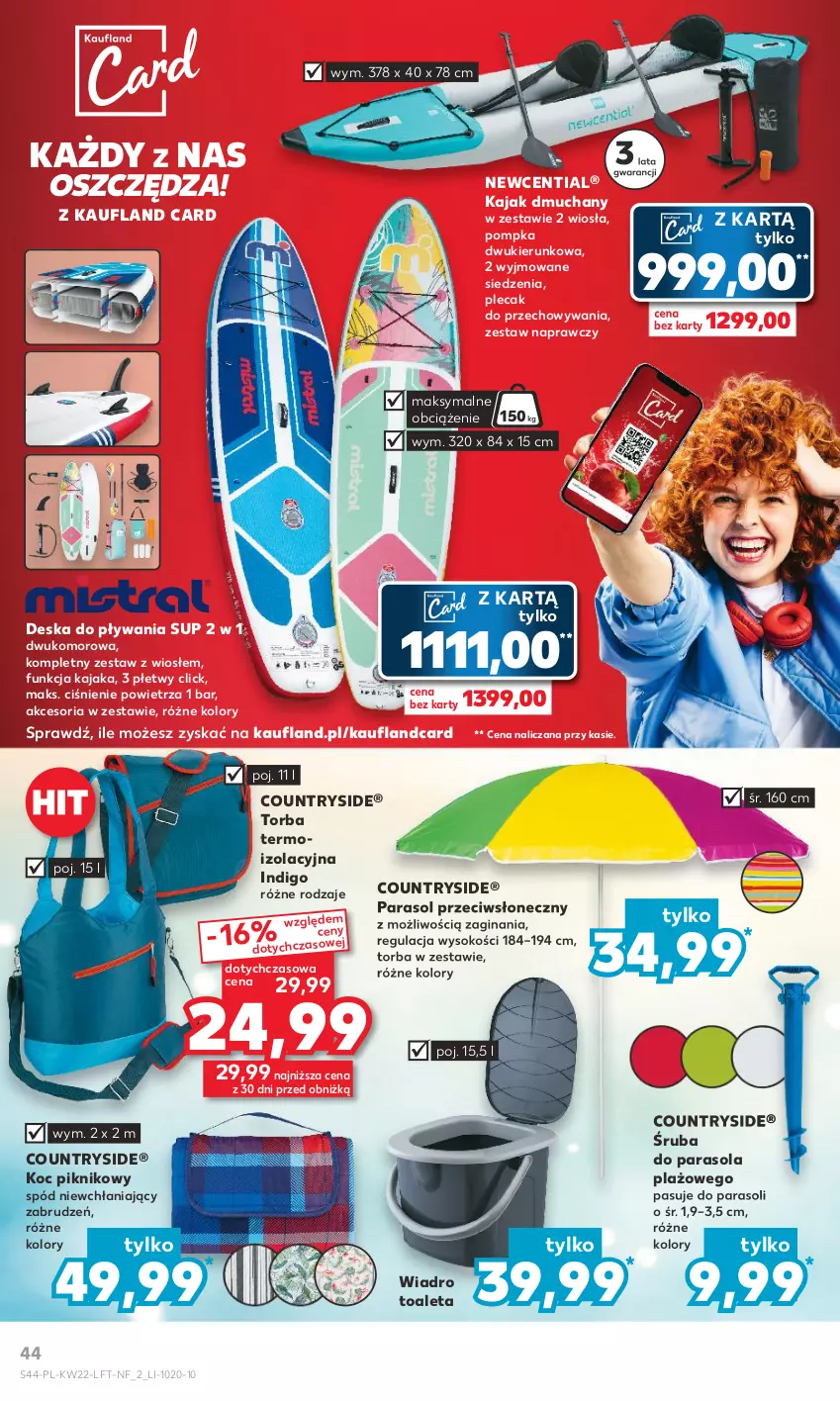 Gazetka promocyjna Kaufland - Gazetka tygodnia - ważna 01.06 do 06.06.2023 - strona 44 - produkty: Gin, Koc, Parasol, Plecak, Pompka, Sok, Torba, Wiadro