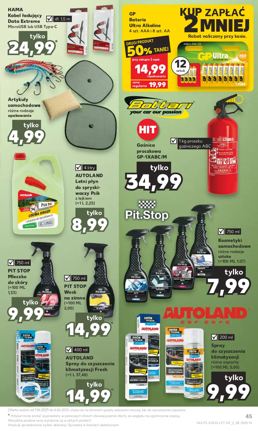 Gazetka promocyjna Kaufland - Gazetka tygodnia - ważna 01.06 do 06.06.2023 - strona 45 - produkty: Gaśnica, Gra, Hama, Mleczko, Płyn do spryskiwaczy, Spray do czyszczenia, Top