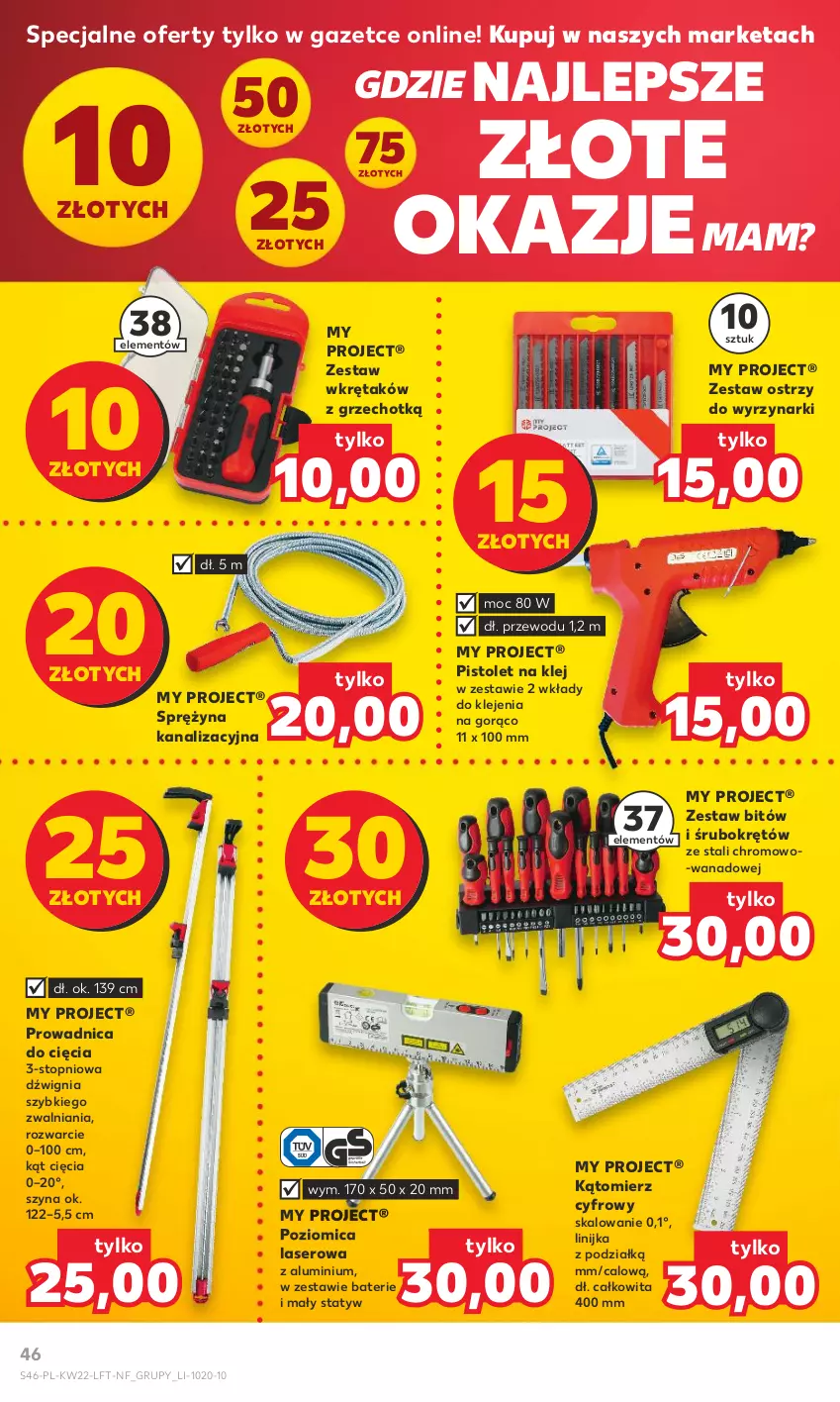 Gazetka promocyjna Kaufland - Gazetka tygodnia - ważna 01.06 do 06.06.2023 - strona 46 - produkty: Dźwig, Klej, Pistolet, Poziomica, Ser, Szyna, Top, Wkręt, Zestaw wkrętaków