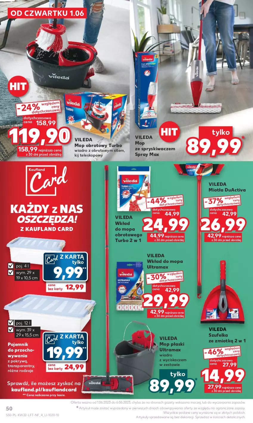 Gazetka promocyjna Kaufland - Gazetka tygodnia - ważna 01.06 do 06.06.2023 - strona 50 - produkty: Gra, Miotła, Mop, Pojemnik, Pojemnik do przechowywania, Rama, Szufelka, Teleskop, Tran, Vileda, Wiadro, Wiadro z wyciskaczem, Wkład do mopa