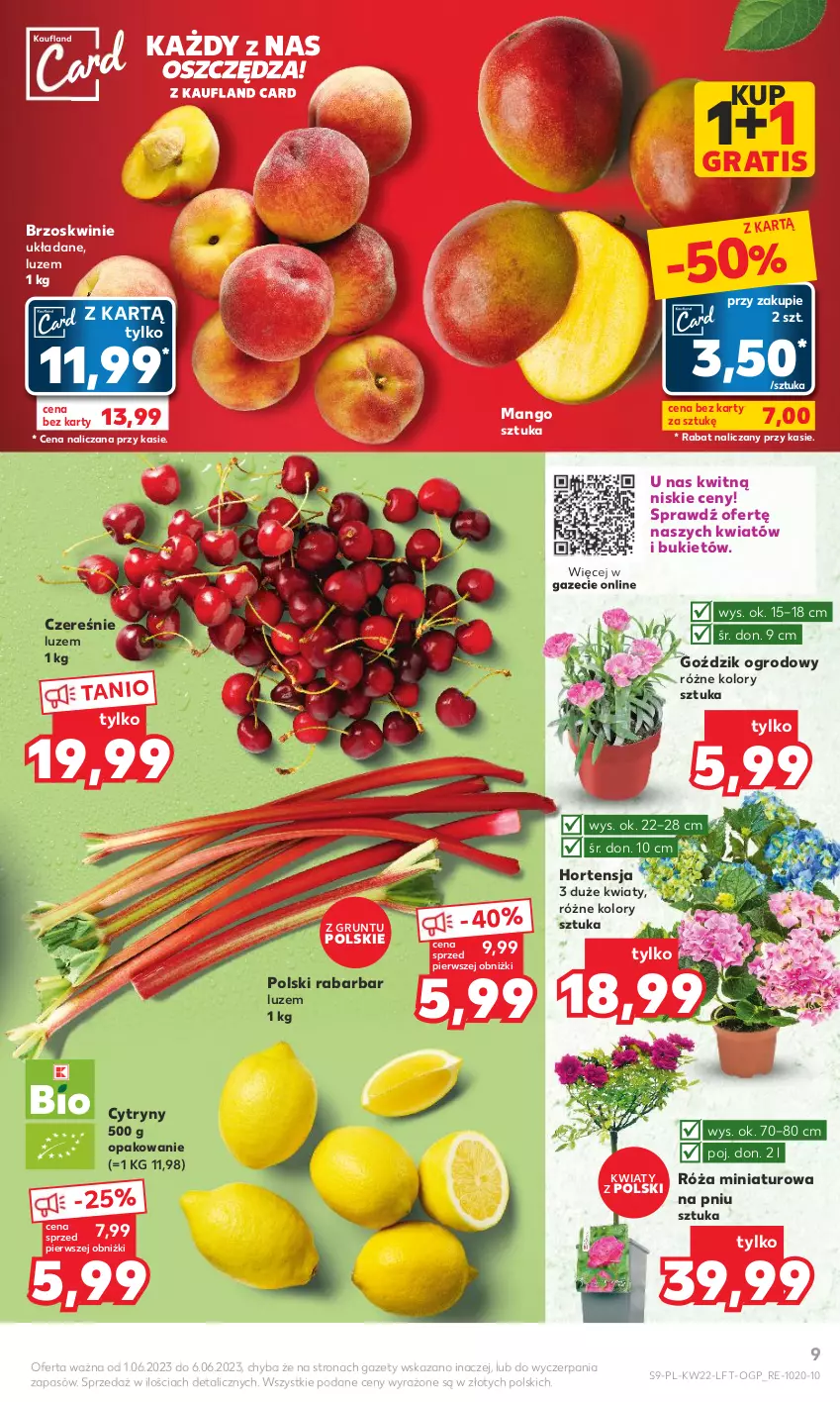 Gazetka promocyjna Kaufland - Gazetka tygodnia - ważna 01.06 do 06.06.2023 - strona 9 - produkty: Brzoskwinie, Bukiet, Cytryny, Gra, Grunt, Mango, Róża