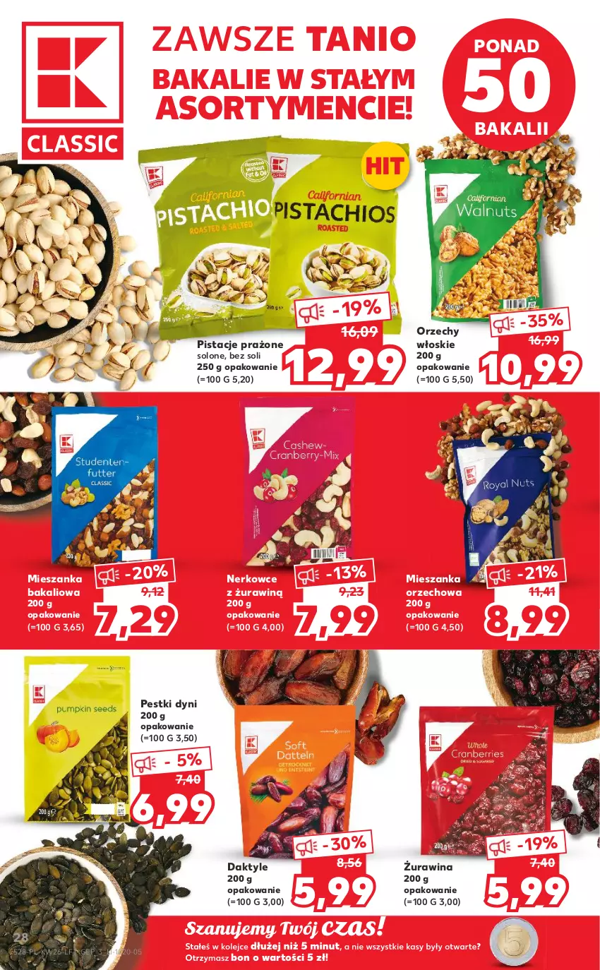 Gazetka promocyjna Kaufland - OFERTA TYGODNIA - ważna 30.06 do 06.07.2022 - strona 28 - produkty: Daktyle, Mieszanka bakaliowa, Mieszanka orzechowa, Olej, Orzechy włoskie, Pestki dyni, Pistacje