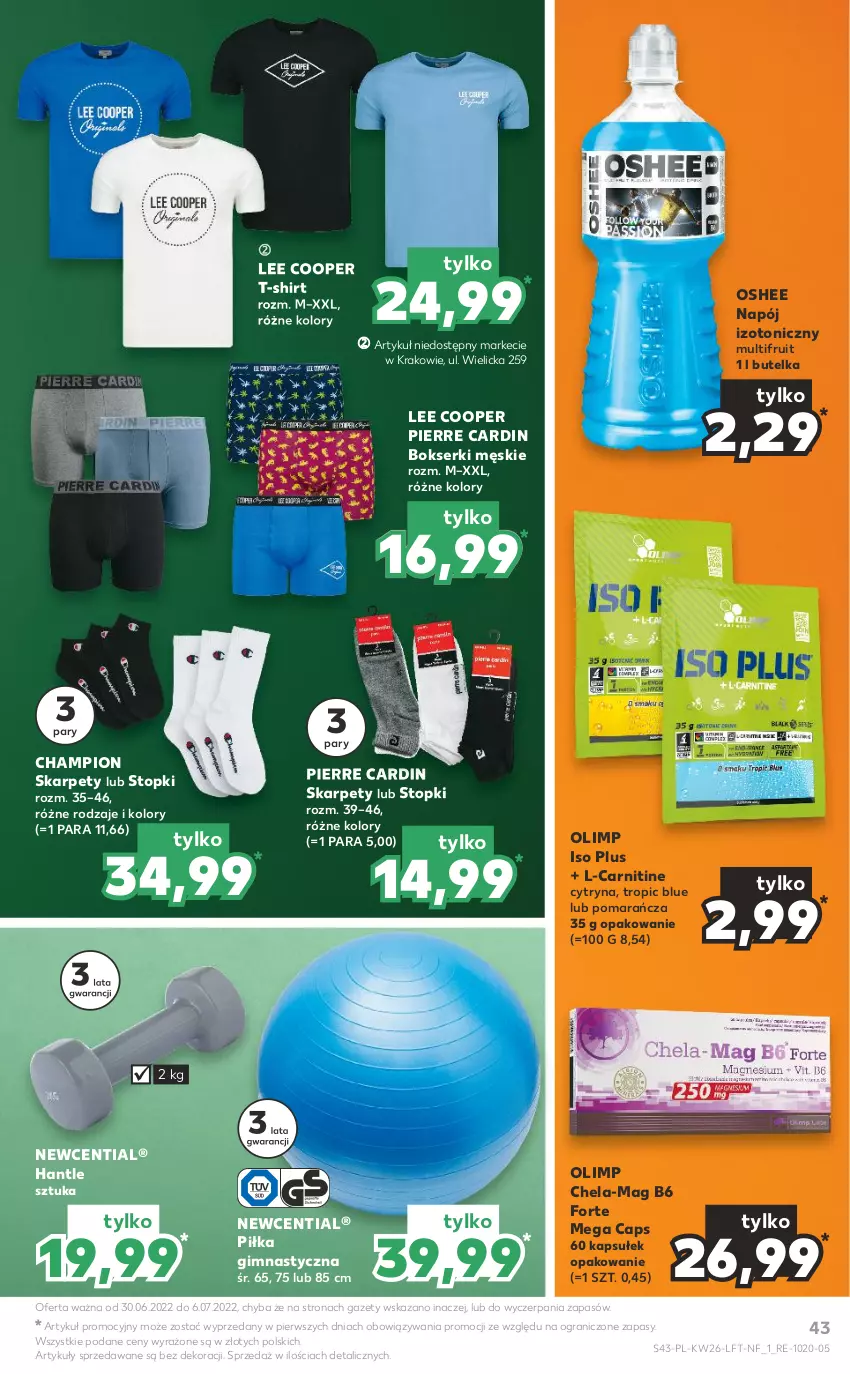 Gazetka promocyjna Kaufland - OFERTA TYGODNIA - ważna 30.06 do 06.07.2022 - strona 43 - produkty: Bokserki, Gra, Karp, Napój, Napój izotoniczny, Oshee, Pierre Cardin, Ser, T-shirt, Top