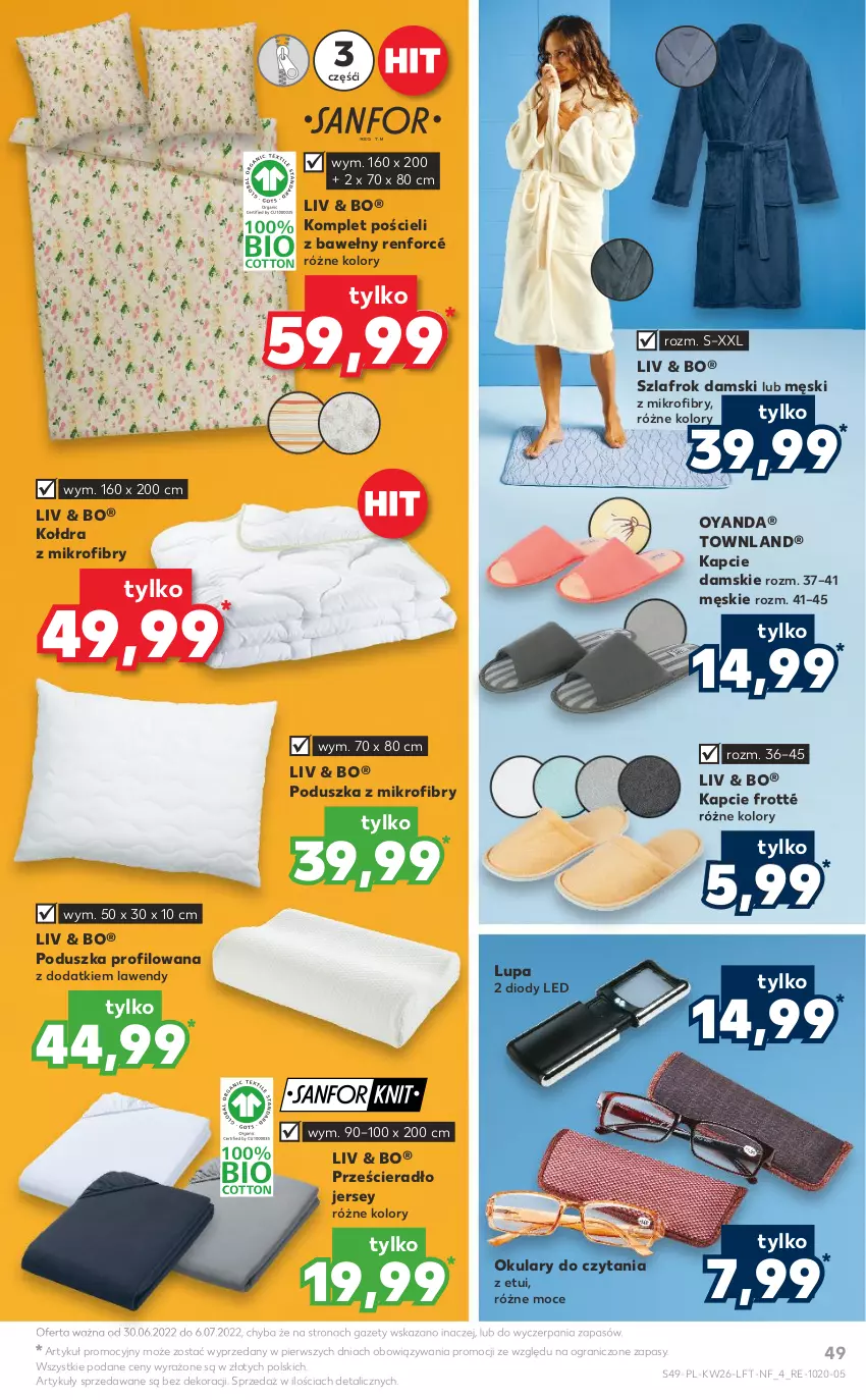 Gazetka promocyjna Kaufland - OFERTA TYGODNIA - ważna 30.06 do 06.07.2022 - strona 49 - produkty: Gra, Kapcie, Kołdra, Kołdra z mikrofibry, Komplet pościeli, Okulary do czytania, Poduszka, Poduszka z mikrofibry, Pościel, Prześcieradło, Szlafrok