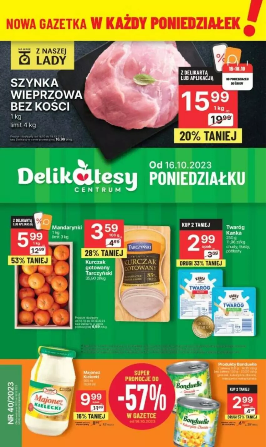 Gazetka promocyjna Delikatesy Centrum - ważna 16.10 do 18.10.2023 - strona 1 - produkty: Fa, Kurczak, Rum, Tarczyński