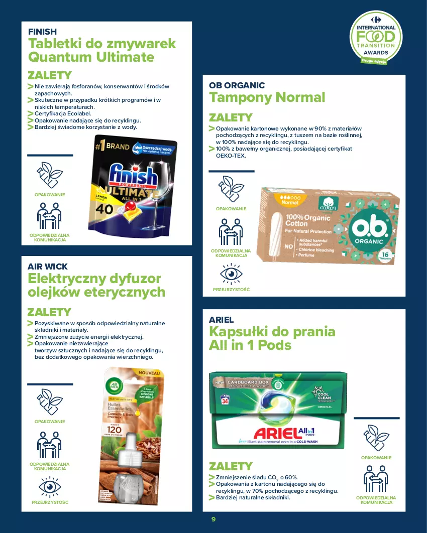 Gazetka promocyjna Carrefour - Gazetka Razem na rzecz tego, co dobre - ważna 24.10 do 06.11.2022 - strona 9 - produkty: Air Wick, Ariel, Finish, Gra, Kapsułki do prania, Olej, Ser, Tablet, Tampony, Tusz