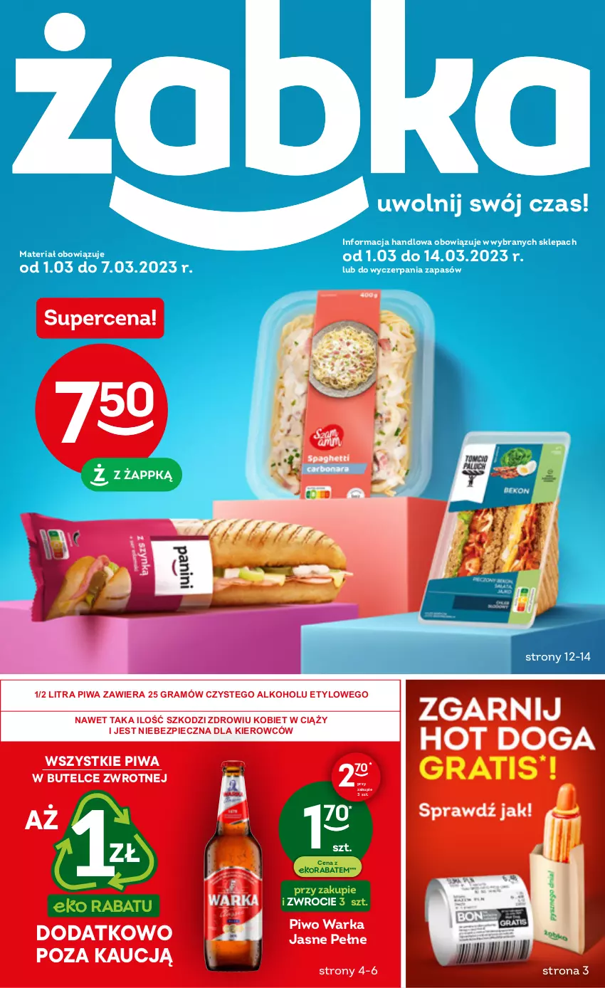 Gazetka promocyjna Żabka - ważna 01.03 do 07.03.2023 - strona 1 - produkty: Gra, Piec, Piwa, Piwo, Warka