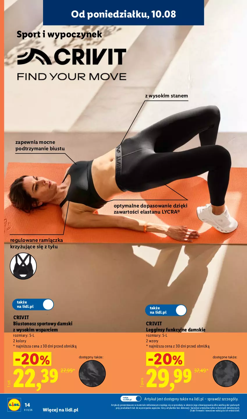 Gazetka promocyjna Lidl - Gazetka ważna od 10.08. do 14.08. - ważna 10.08 do 14.08.2026 - strona 16 - produkty: Biustonosz, Gin, Legginsy, Por, Sok, Sport