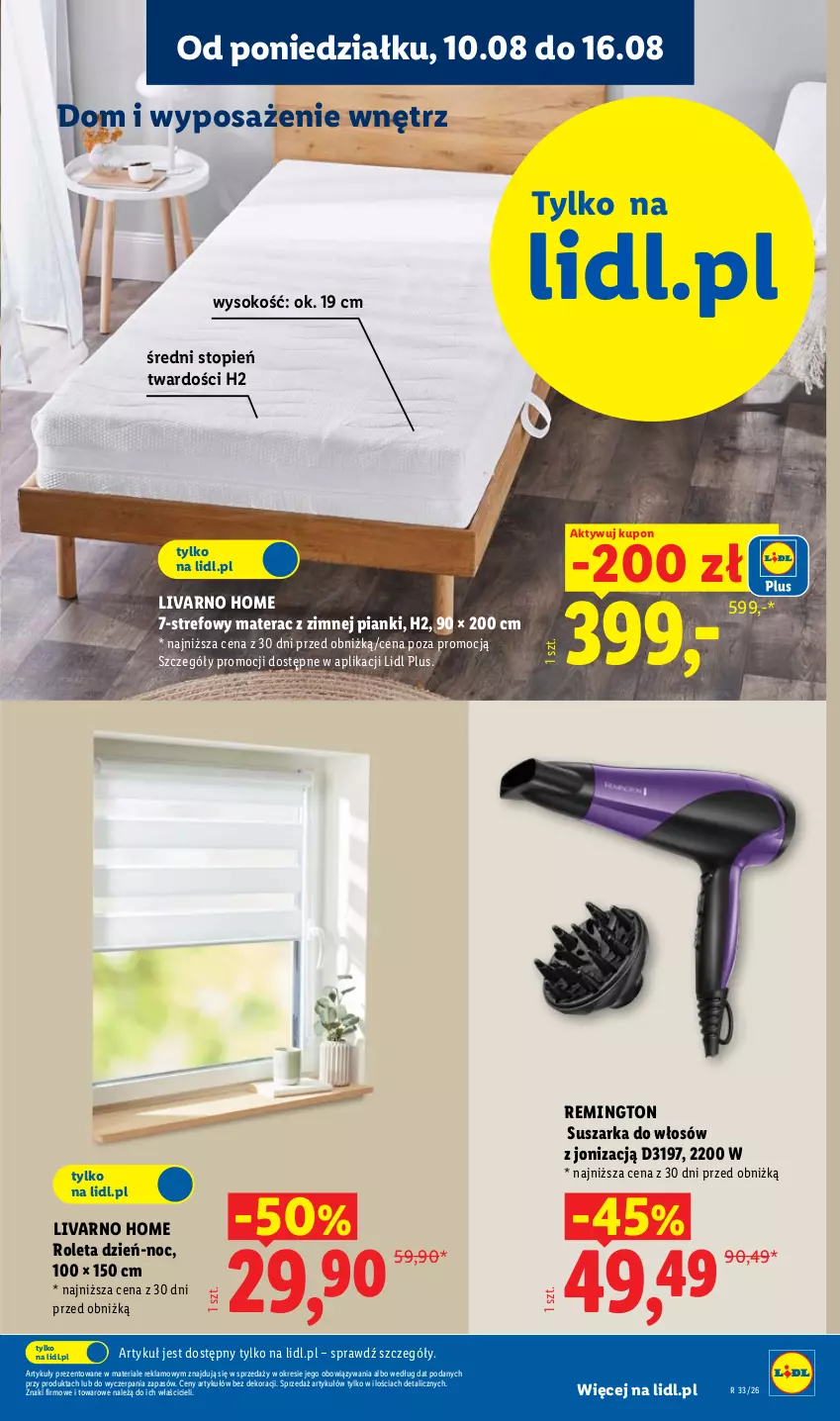 Gazetka promocyjna Lidl - Gazetka ważna od 10.08. do 14.08. - ważna 10.08 do 14.08.2026 - strona 33 - produkty: Ivar, Materac, Remington, Roleta, Sok, Suszarka, Tera, Top