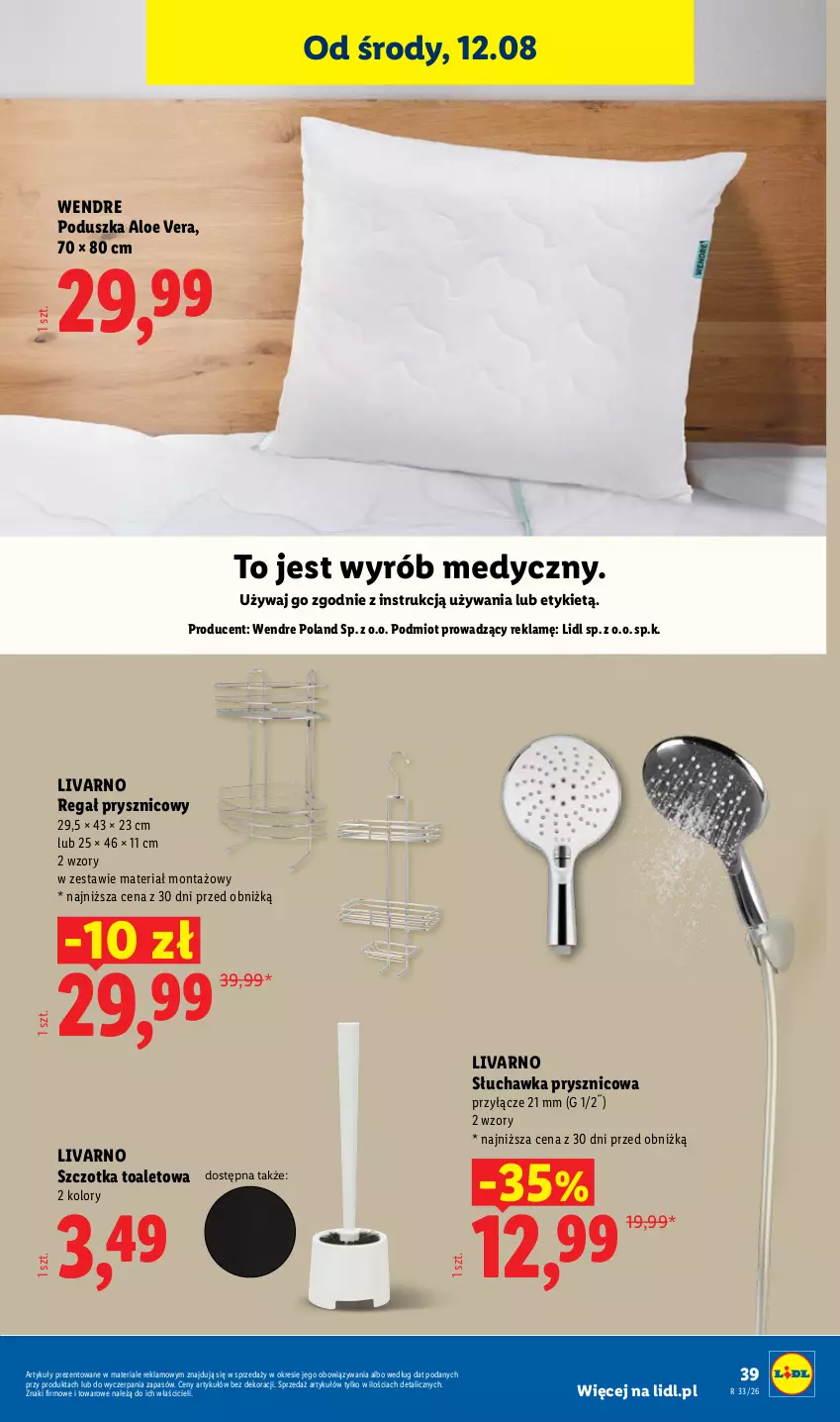 Gazetka promocyjna Lidl - Gazetka ważna od 10.08. do 14.08. - ważna 10.08 do 14.08.2026 - strona 49 - produkty: Aloe vera, Ivar, Poduszka, Regał, Słuchawka prysznicowa, Szczotka
