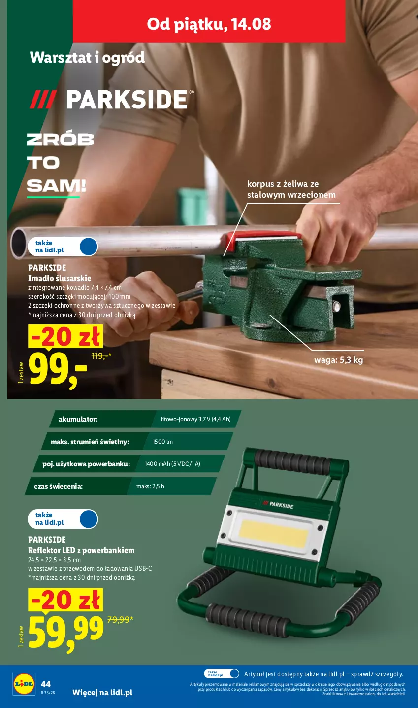 Gazetka promocyjna Lidl - Gazetka ważna od 10.08. do 14.08. - ważna 10.08 do 14.08.2026 - strona 54 - produkty: Akumulator, Ogród, Parkside, Powerbank, Reflektor, Reflektor LED, Rum, Waga