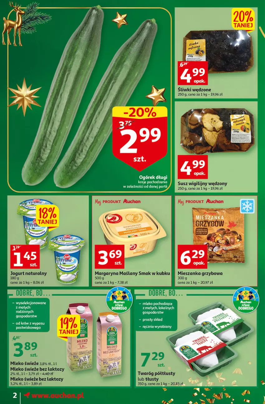 Gazetka promocyjna Auchan - Gazetka Magia Świąt Moje Auchan - ważna 08.12 do 14.12.2022 - strona 2 - produkty: Jogurt, Jogurt naturalny, Margaryna, Mleko, Twaróg, Twaróg półtłusty