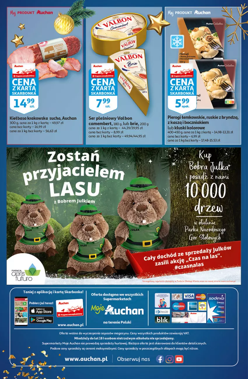 Gazetka promocyjna Auchan - Gazetka Magia Świąt Moje Auchan - ważna 08.12 do 14.12.2022 - strona 4 - produkty: Boczniak, Brie, Camembert, Kiełbasa, Kiełbasa krakowska, Pierogi, Ser, Ser pleśniowy