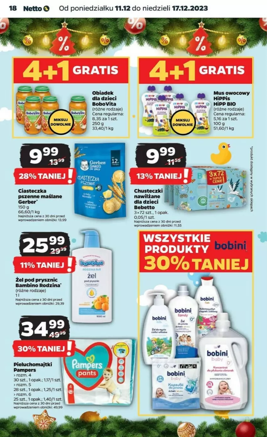 Gazetka promocyjna Netto - ważna 11.12 do 17.12.2023 - strona 10 - produkty: BoboVita, Chusteczki, Chusteczki nawilzane, Dzieci, Fa, Gerber, HiPP, Hipp Bio, Majtki, Mus, Pampers, Pieluchomajtki