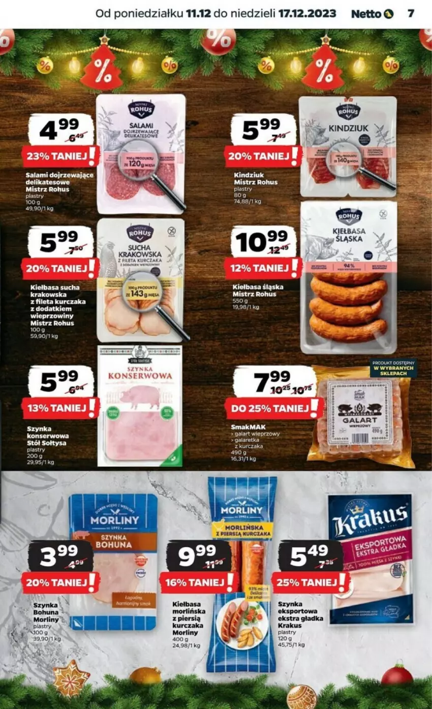 Gazetka promocyjna Netto - ważna 11.12 do 17.12.2023 - strona 24 - produkty: Gala, Galaretka, Kiełbasa, Kiełbasa śląska, Kindziuk, Krakus, Kurczak, Morliny, Por, Salami, Ser, Sport, Szynka