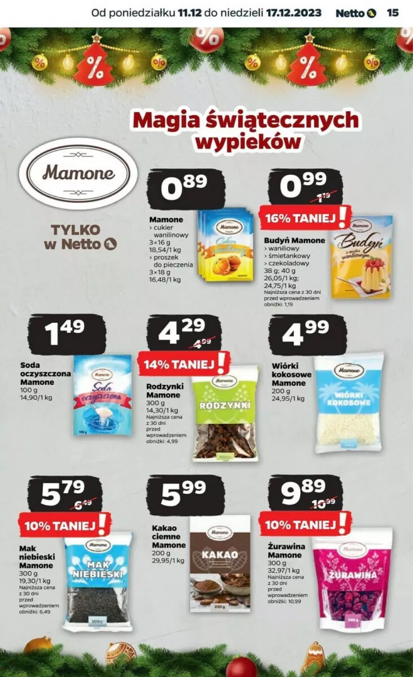 Gazetka promocyjna Netto - ważna 11.12 do 17.12.2023 - strona 7 - produkty: Budyń, Cukier, Cukier wanilinowy, Fa, Kakao, Kokos, Piec, Rodzynki