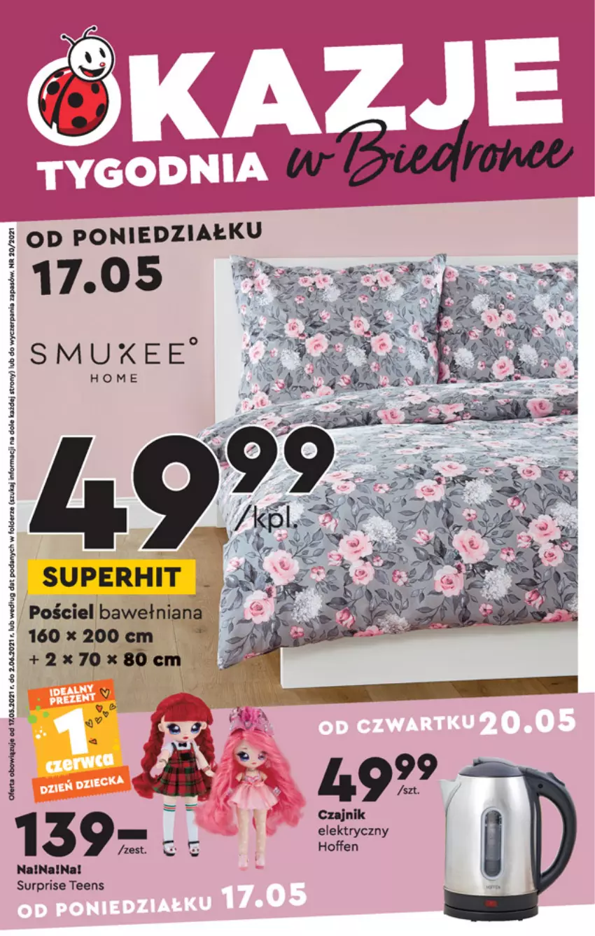 Gazetka promocyjna Biedronka - Okazje tygodnia - ważna 17.05 do 02.06.2021 - strona 1 - produkty: Czajnik, Czajnik elektryczny, Pościel