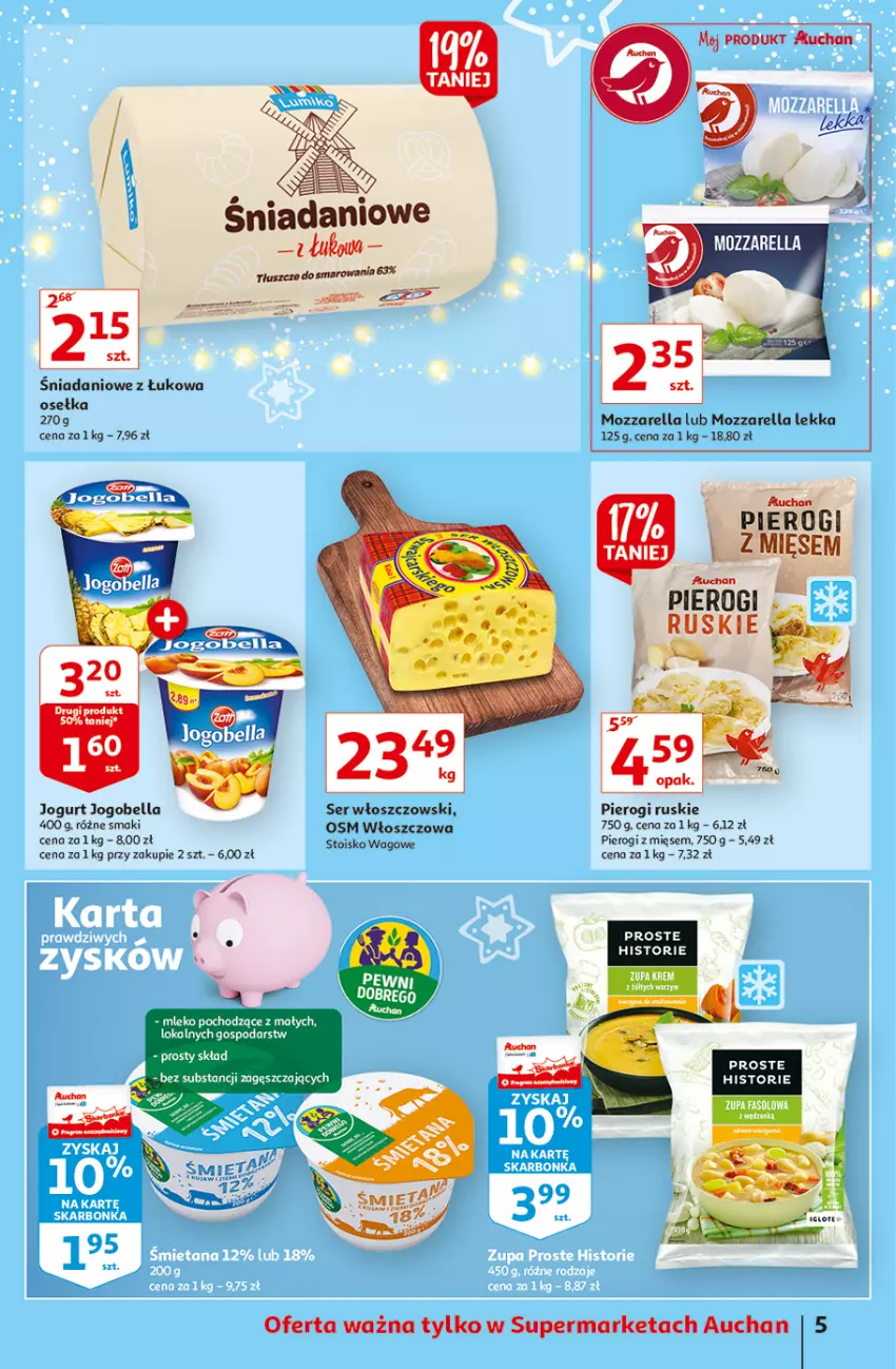 Gazetka promocyjna Auchan - Magia cenowa Supermarkety - ważna 18.11 do 24.11.2021 - strona 5 - produkty: Bell, Bella, Danio, Fa, Jogobella, Jogurt, Mozzarella, Pierogi, Ser, Włoszczowski