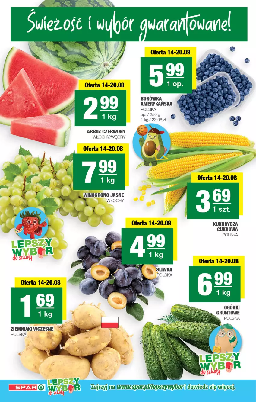 Gazetka promocyjna Spar - Spar - ważna 11.08 do 21.08.2024 - strona 2 - produkty: Arbuz, Borówka, Grunt, Gry, Kukurydza, Wino, Ziemniaki