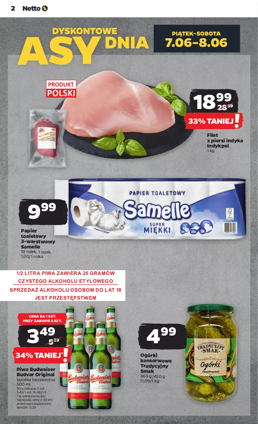 Gazetka promocyjna Netto - Artykuły spożywcze - ważna 06.06 do 12.06.2024 - strona 2 - produkty: Filet z piersi indyka, Gin, Gra, Ogórki konserwowe, Papier, Papier toaletowy, Piwa, Piwo, Ser