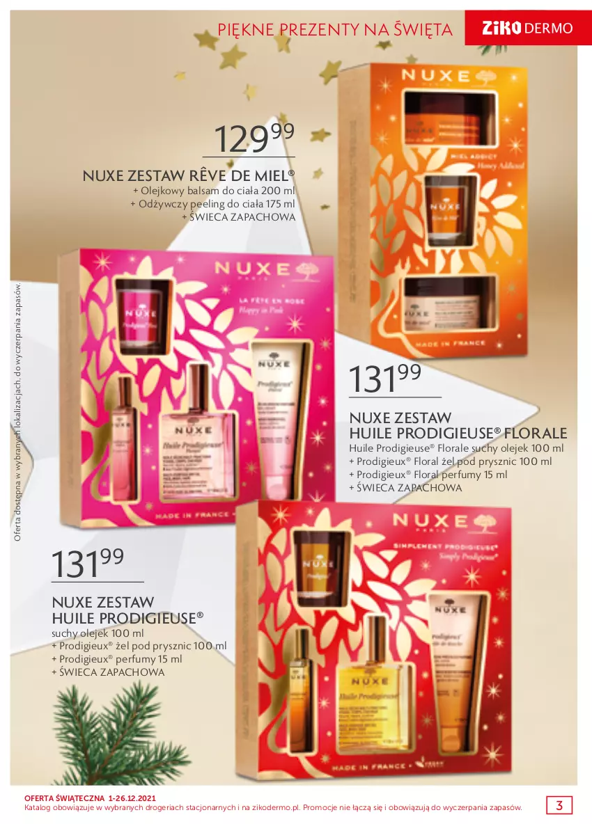 Gazetka promocyjna Ziko - ważna 01.12 do 26.12.2021 - strona 3 - produkty: Balsam do ciała, Flora, Nuxe, Olej, Peeling, Perfum