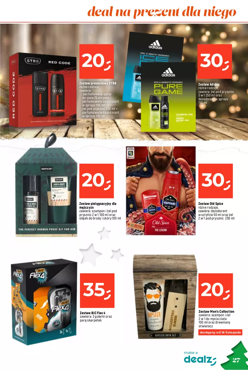 Gazetka promocyjna Dealz - O CHOINKA! SUPERCENY - ważna 09.11 do 24.12.2023 - strona 27 - produkty: Adidas, Antyperspirant, Balsam do ciała, BIC, C-Thru, Dezodorant, Dove, Kalendarz, Kalendarz adwentowy, Karp, Krem do twarzy, Krem na dzień, Krem nawilżający, Krem przeciwzmarszczkowy, Mars, Nawilżający balsam, Nivea, Old Spice, Olej, Otwieracz, Peeling, Perfum, Str8, Szampon, Top, Zestaw prezentowy