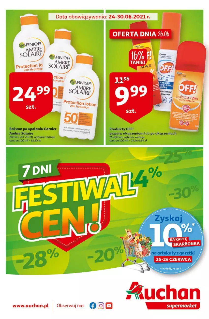 Gazetka promocyjna Auchan - Festiwal Cen Supermarkety - ważna 24.06 do 30.06.2021 - strona 1 - produkty: Garnier, Ser