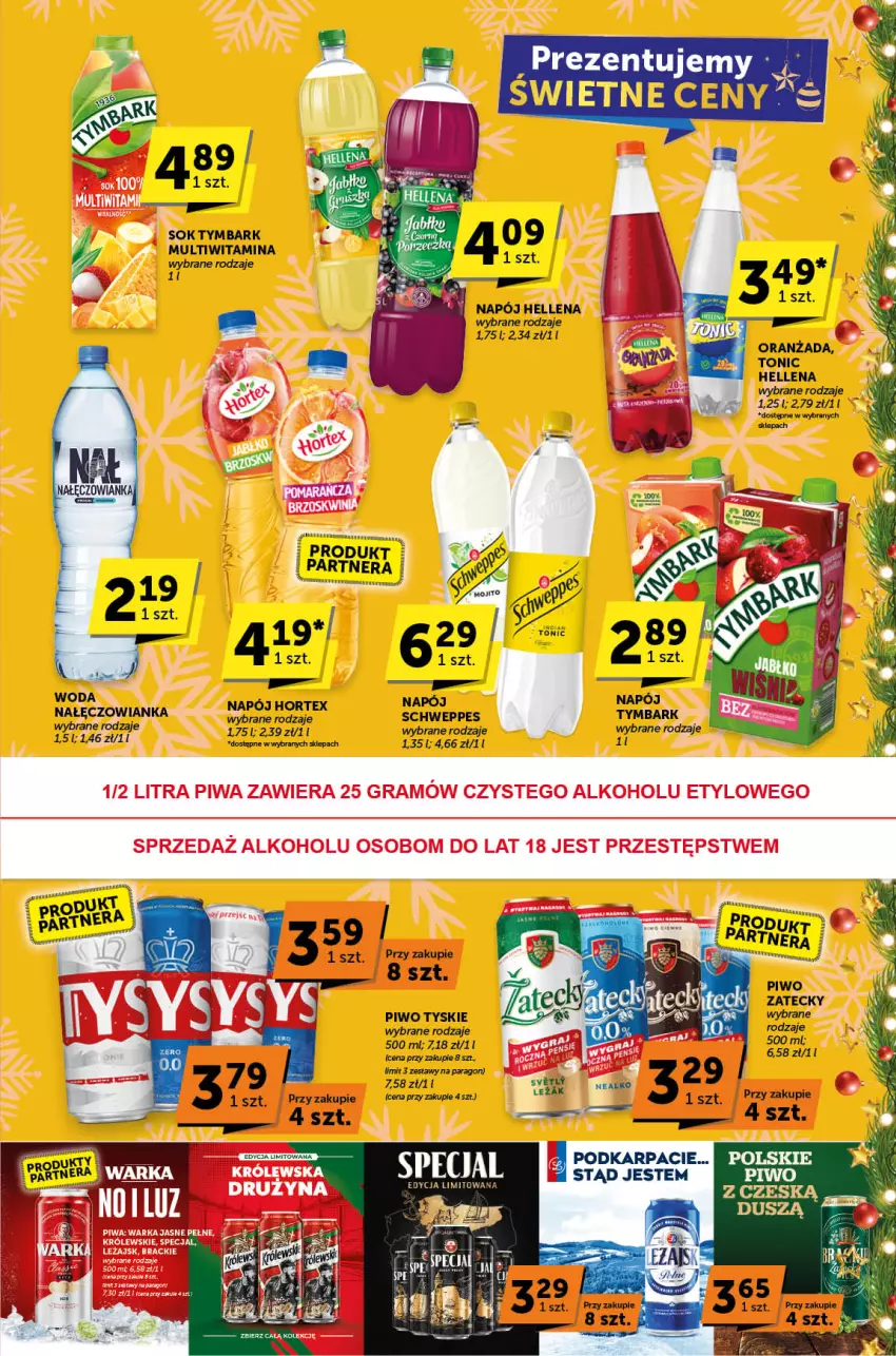 Gazetka promocyjna ABC - ważna 12.12 do 24.12.2024 - strona 11 - produkty: Hellena, Hortex, Karp, Napój, Noż, Piwo, Schweppes, Sok, Tymbark, Tyskie, Woda