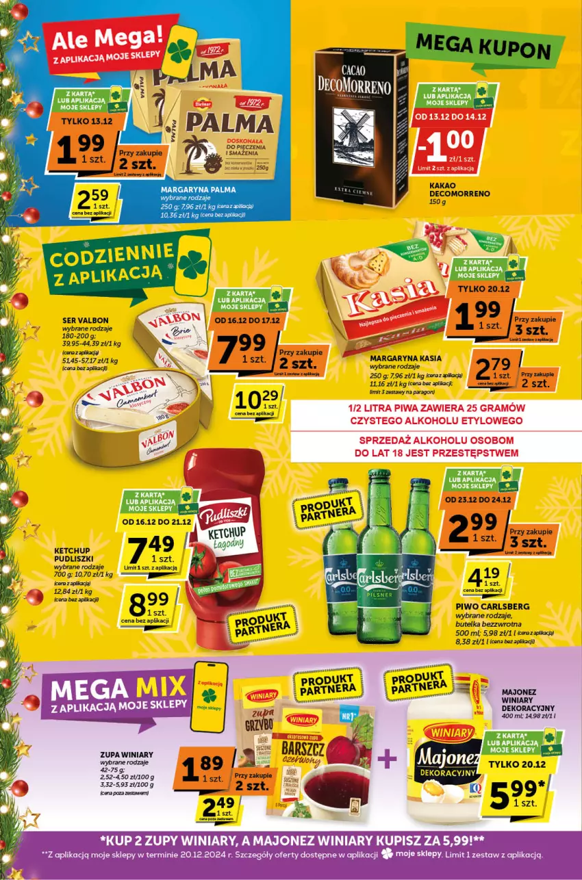 Gazetka promocyjna ABC - ważna 12.12 do 24.12.2024 - strona 6 - produkty: Carlsberg, Kakao, Kasia, Ketchup, Majonez, Margaryna, Piec, Pudliszki, Ser, Winiary, Zupa