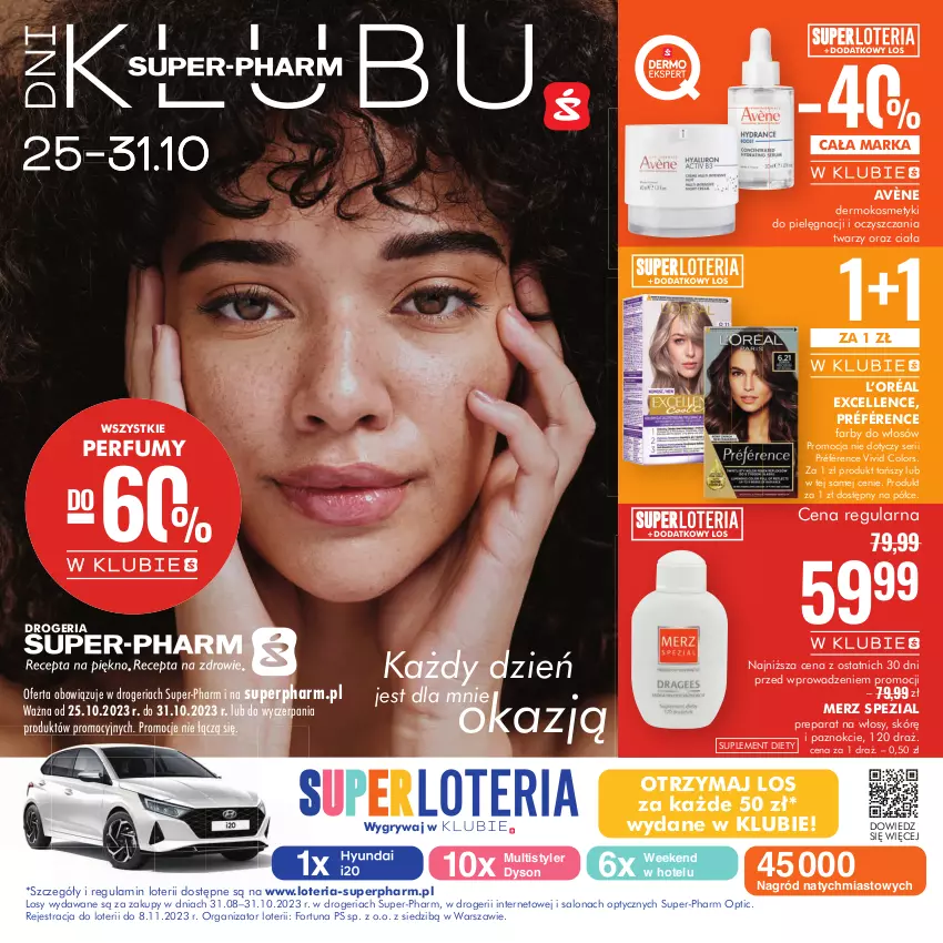 Gazetka promocyjna Super Pharm - Gazetka - ważna 25.10 do 31.10.2023 - strona 1 - produkty: Avène, Fa, Fortuna, Gry, Kosmetyki do pielęgnacji, L’Oréal, Merz Spezial, Perfum, Ser, Suplement diety