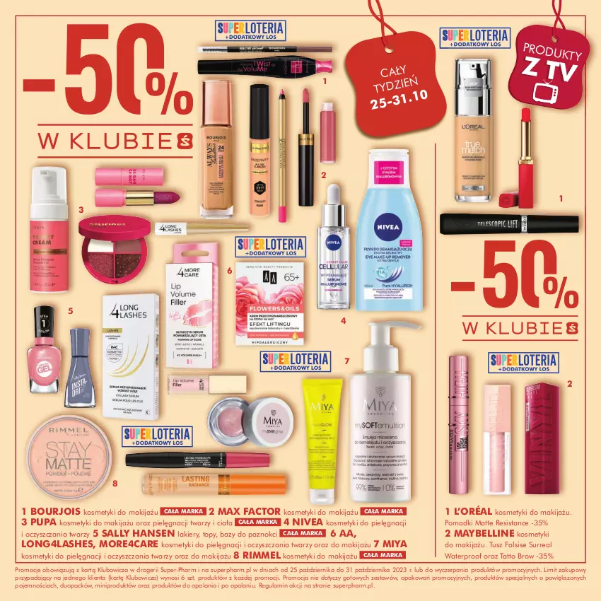 Gazetka promocyjna Super Pharm - Gazetka - ważna 25.10 do 31.10.2023 - strona 5 - produkty: Bell, Bourjois, Fa, Kosmetyki do pielęgnacji, L’Oréal, Lakier, Makijaż, Max Factor, Maybelline, Nivea, Pupa, Sally Hansen, Top, Tusz