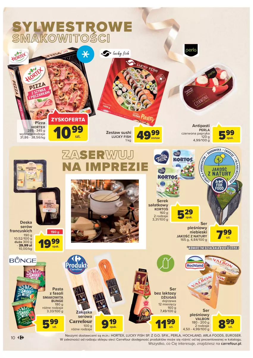 Gazetka promocyjna Carrefour - Gazetka Carrefour - ważna 27.12 do 31.12.2022 - strona 10 - produkty: Deska serów, Fa, Hochland, Hortex, Kret, Papryka, Sałat, Ser, Ser pleśniowy, Smakowita, Sushi