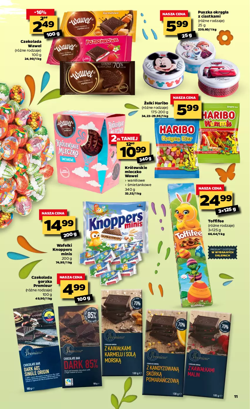 Gazetka promocyjna Netto - Gazetka spożywcza - ważna 15.03 do 20.03.2021 - strona 11 - produkty: Ciastka, Czekolada, Czekolada gorzka, Haribo, Knoppers, Królewski, Królewskie Mleczko, Mleczko, Toffifee, Wawel