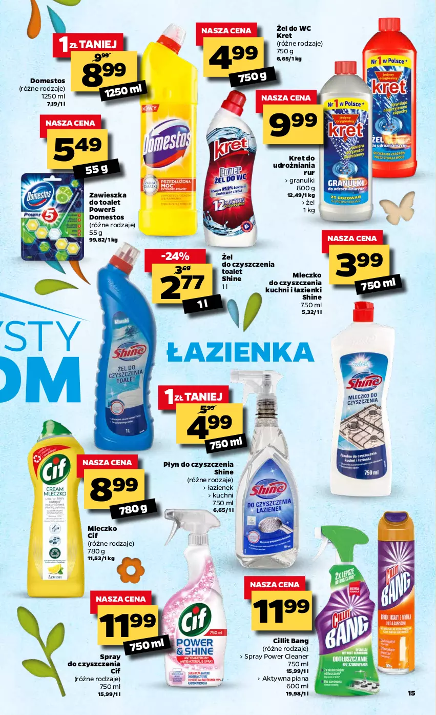 Gazetka promocyjna Netto - Gazetka spożywcza - ważna 15.03 do 20.03.2021 - strona 15 - produkty: Cif, Cillit Bang, Domestos, Gra, Kret, Mleczko, Spray do czyszczenia