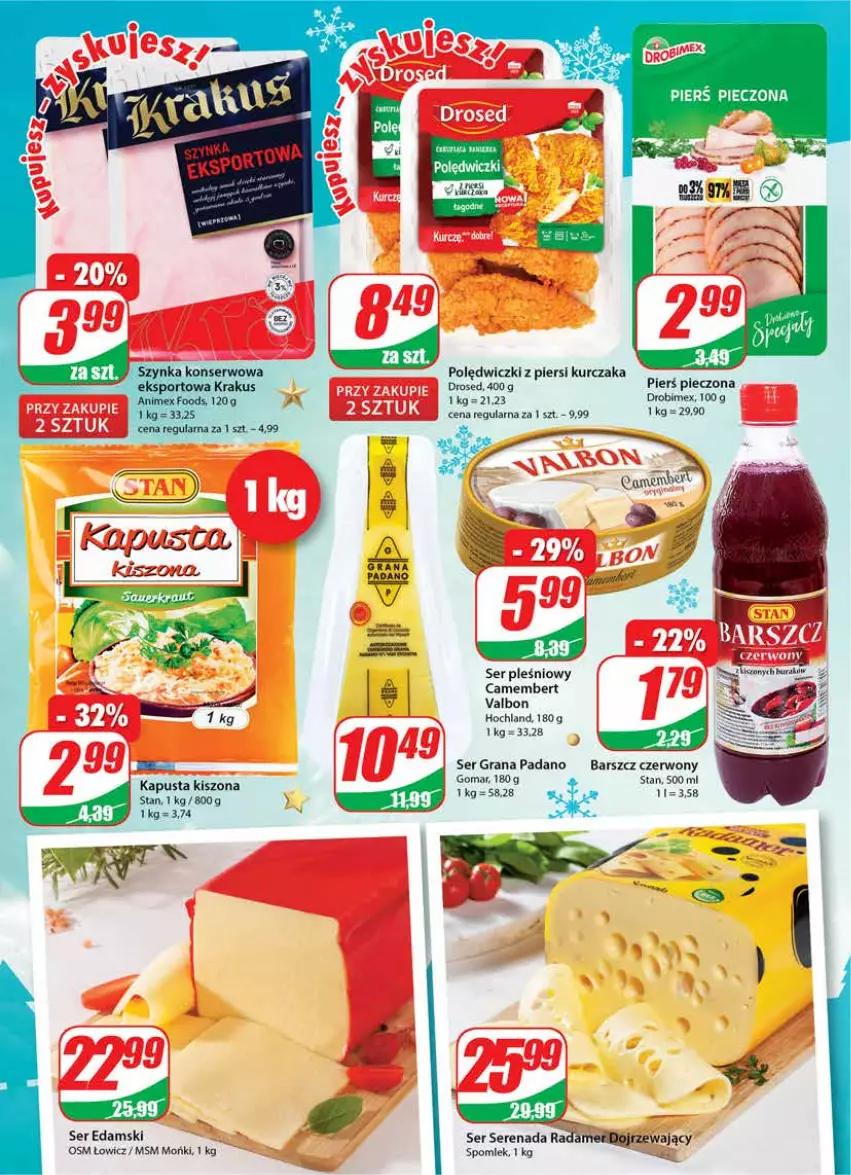 Gazetka promocyjna Dino - Gazetka - ważna 15.12 do 21.12.2021 - strona 18 - produkty: Camembert, Drobimex, Edam, Gra, Hochland, Krakus, Kurczak, Piec, Por, Radamer, Ser, Ser pleśniowy, Sport