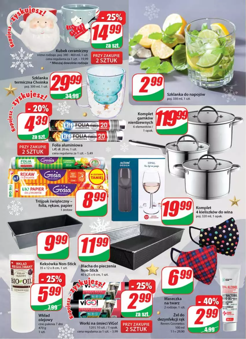 Gazetka promocyjna Dino - Gazetka - ważna 15.12 do 21.12.2021 - strona 24 - produkty: Blacha do pieczenia, Choinka, Folia aluminiowa, Inka, Keksówka, Olej, Papier, Piec, Szklanka, Worki na śmiec, Worki na śmieci