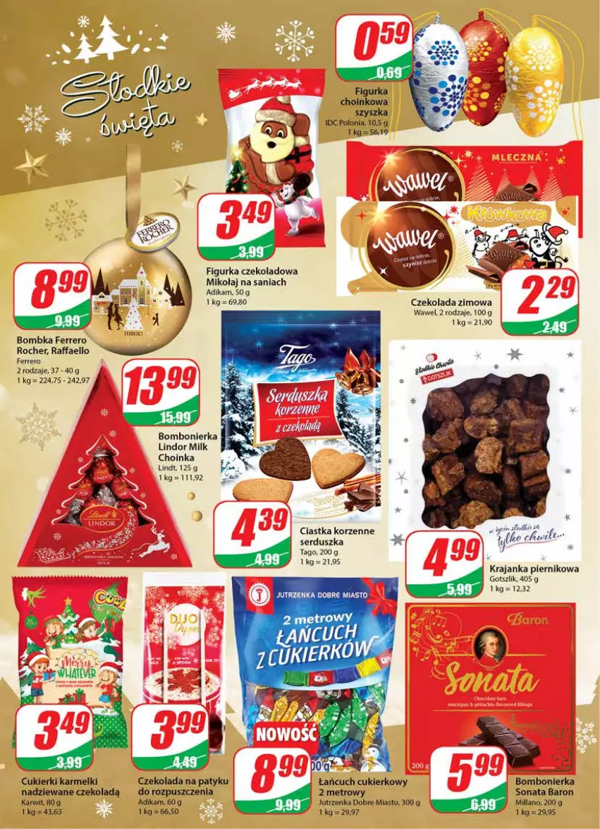 Gazetka promocyjna Dino - Gazetka - ważna 15.12 do 21.12.2021 - strona 4 - produkty: Choinka, Ciastka, Cukier, Cukierki, Czekolada, Fa, Ferrero, Ferrero Rocher, Inka, Jutrzenka, Lindor, Lindt, Metro, Piernik, Raffaello, Ser, Tago, Wawel