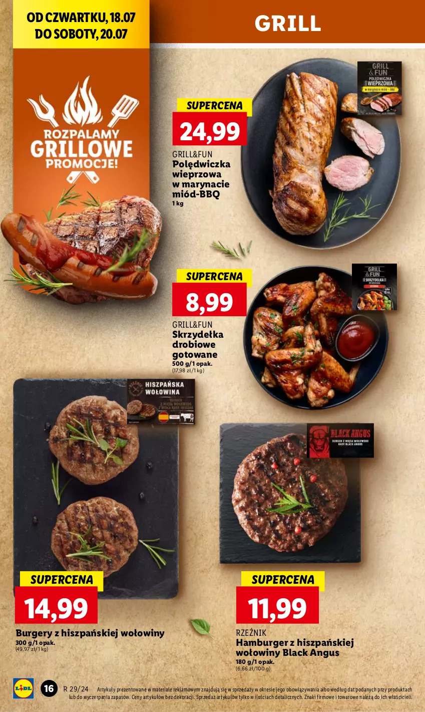 Gazetka promocyjna Lidl - GAZETKA - ważna 18.07 do 20.07.2024 - strona 20 - produkty: Burger, Grill, Hamburger, Lack, Miód, Polędwiczka wieprzowa