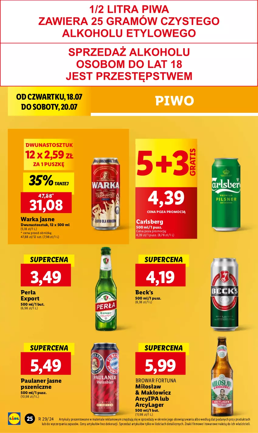 Gazetka promocyjna Lidl - GAZETKA - ważna 18.07 do 20.07.2024 - strona 32 - produkty: Carlsberg, Fortuna, Gra, Perła, Piwo, Por, Warka