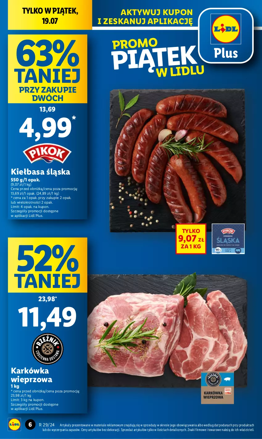 Gazetka promocyjna Lidl - GAZETKA - ważna 18.07 do 20.07.2024 - strona 6 - produkty: Karkówka wieprzowa, Kiełbasa, Kiełbasa śląska