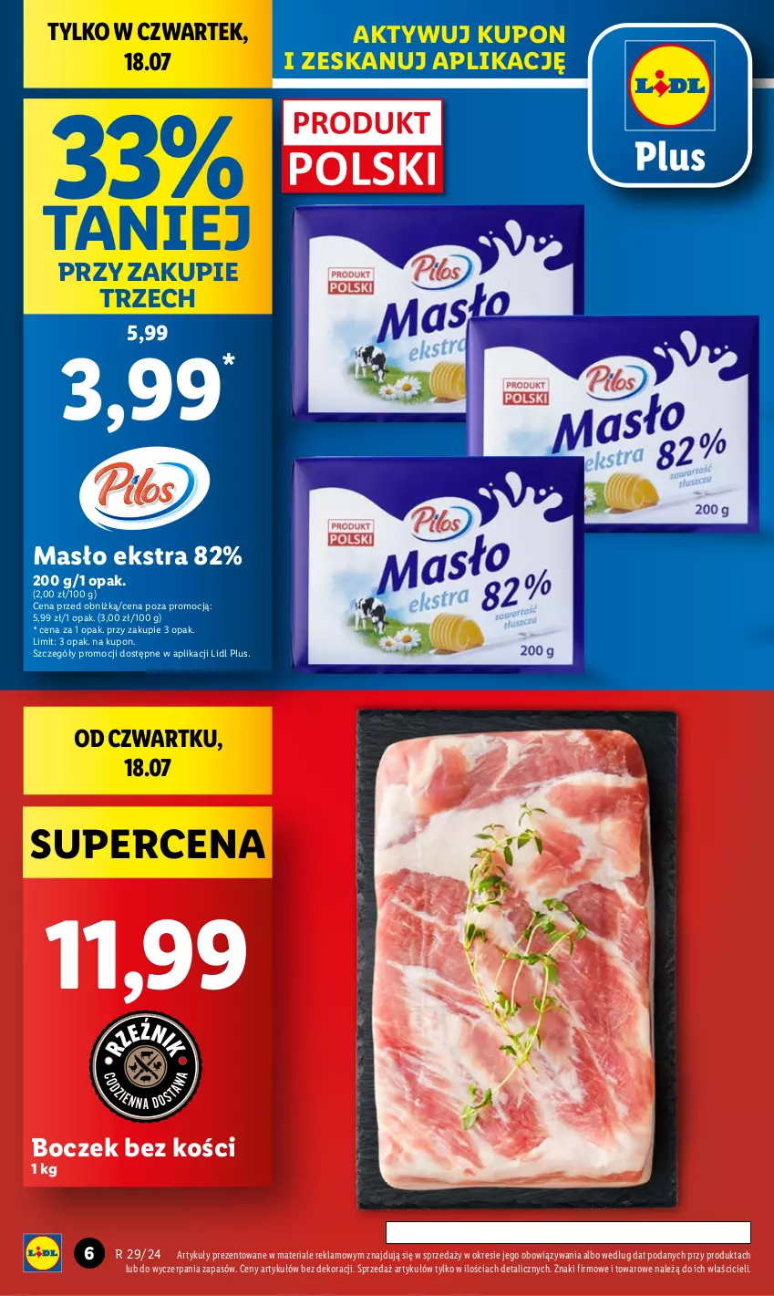 Gazetka promocyjna Lidl - GAZETKA - ważna 18.07 do 20.07.2024 - strona 8 - produkty: Boczek, Boczek bez kości, Masło