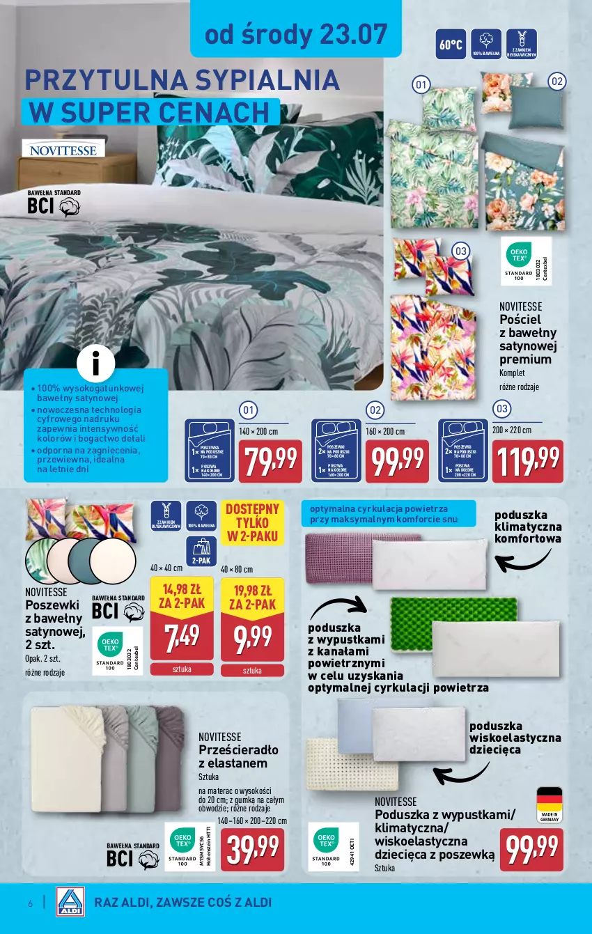 Gazetka promocyjna Aldi - Artykuły przemysłowe i tekstylia - ważna 23.07 do 26.07.2025 - strona 6 - produkty: Dzieci, Materac, Poduszka, Por, Pościel, Poszewka, Prześcieradło, Sok, Sypialnia, Tera, Wełna