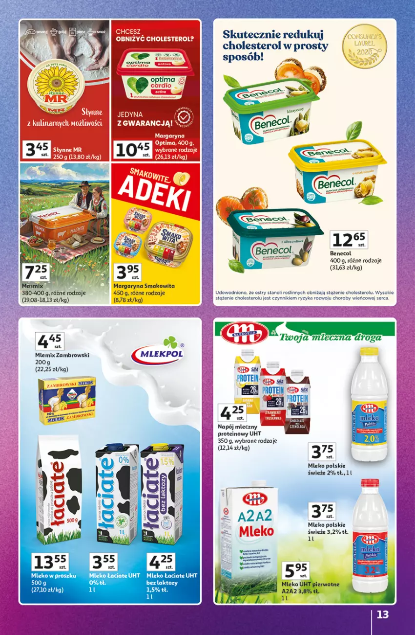 Gazetka promocyjna Auchan - Gazetka Znane Marki Hipermarket Auchan - ważna 11.06 do 17.06.2026 - strona 13 - produkty: Benecol, Fa, Margaryna, Miecz, Mleko, Mlemix Zambrowski, Napój, Napój mleczny, Nuty, Optima, Sok